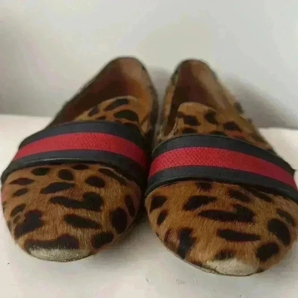 Veronica Beard Griffin Leopard Animal Print Cow Hide Fur Loafer Flats 36.5 - Picture 7 of 7